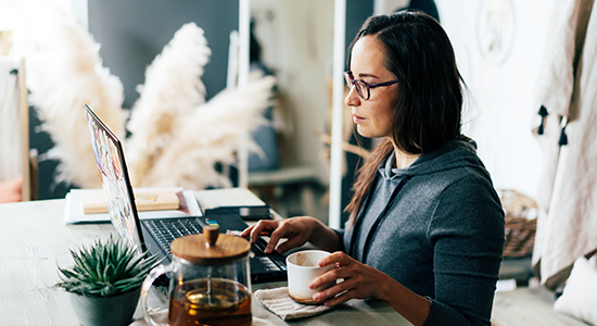 Woman using laptop